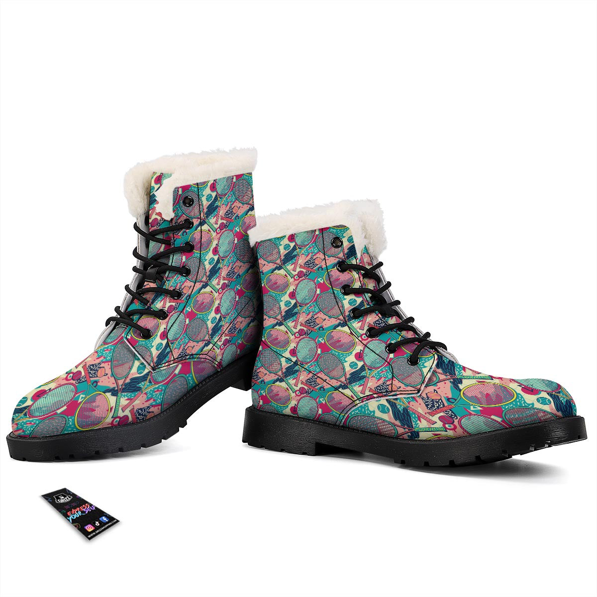 Tennis Retro Print Pattern Winter Boots-grizzshop