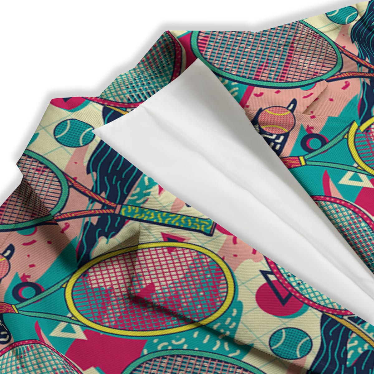 Tennis Retro Print Pattern Women's Blazer-grizzshop