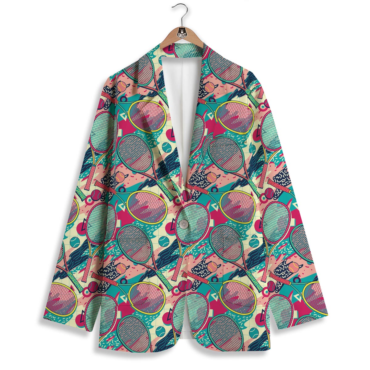 Tennis Retro Print Pattern Women's Blazer-grizzshop