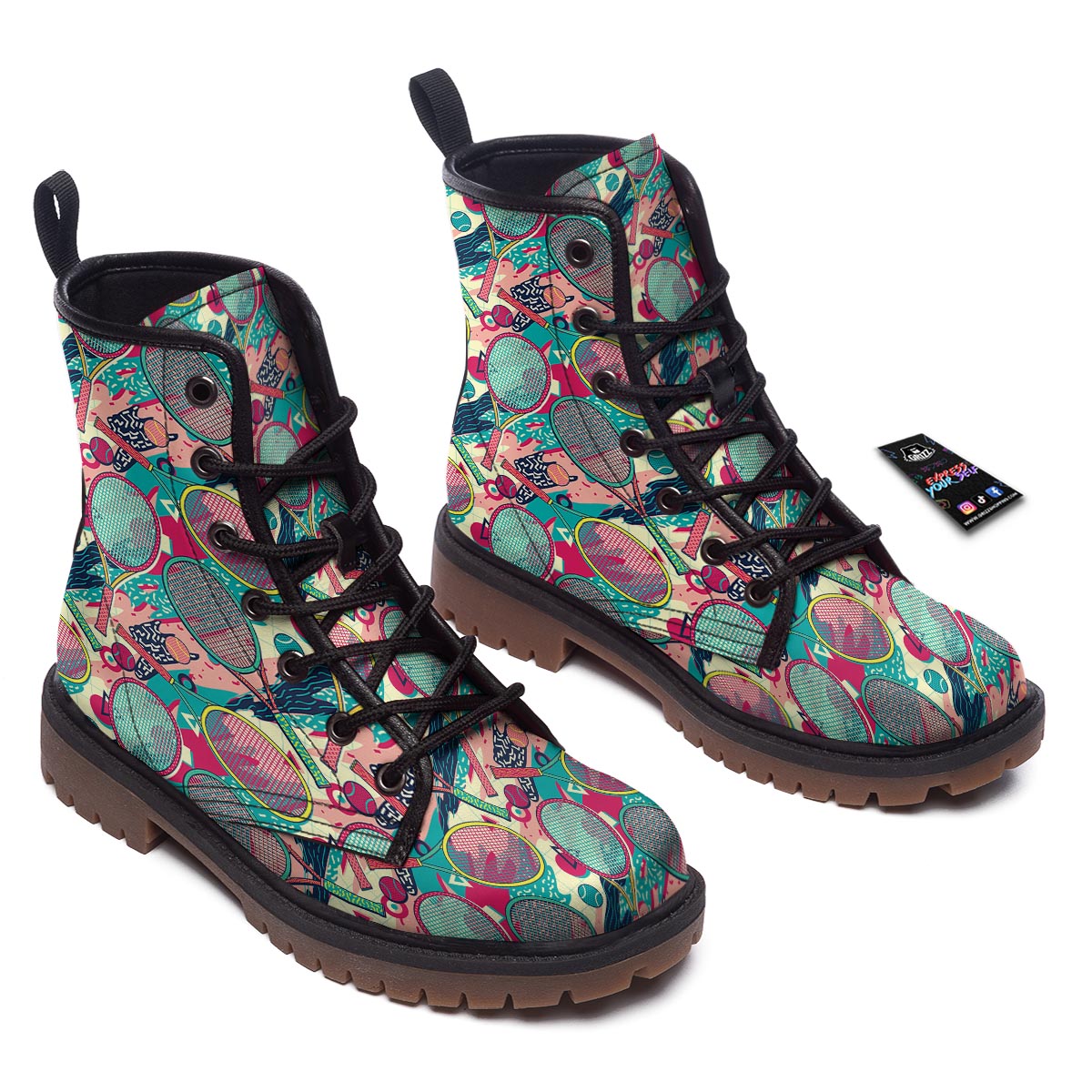 Tennis Retro Print Pattern Work Boots-grizzshop