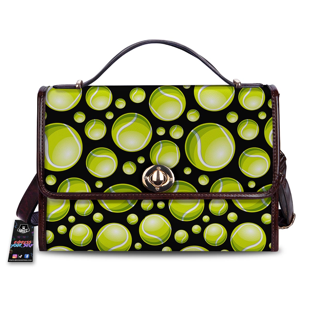 Tennis Balls Print Pattern Women's Satchel Bag