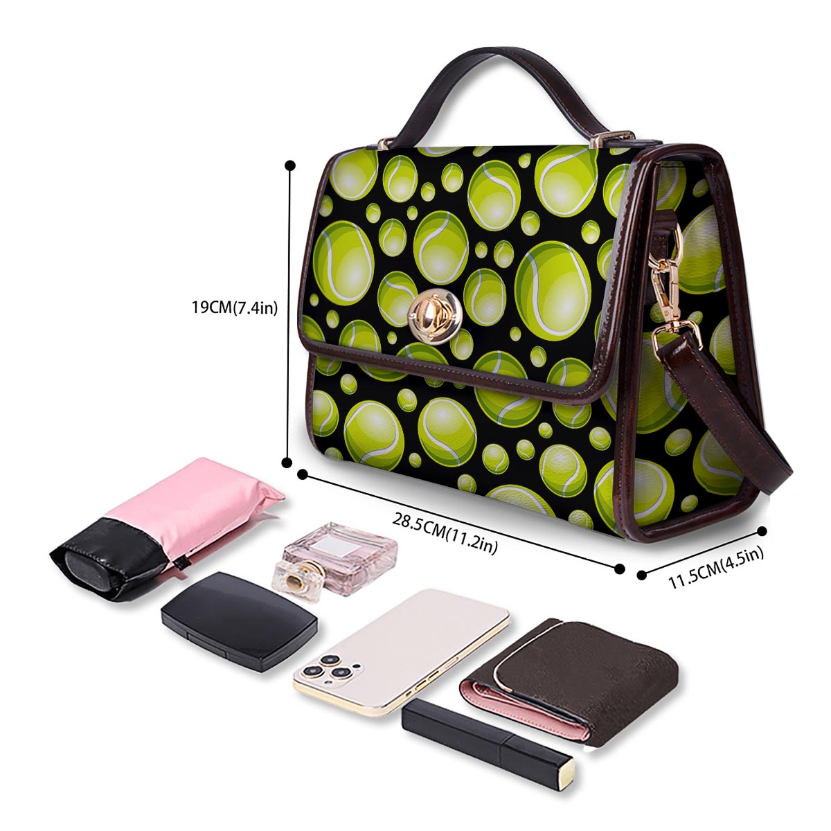 Tennis Balls Print Pattern Women's Satchel Bag