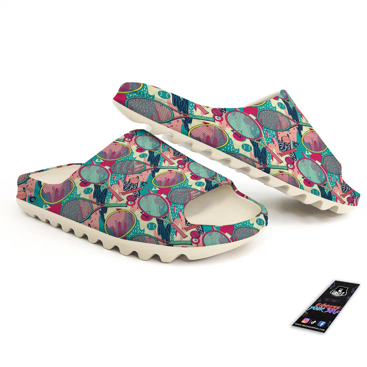Tennis Retro Print Pattern Sandals-grizzshop
