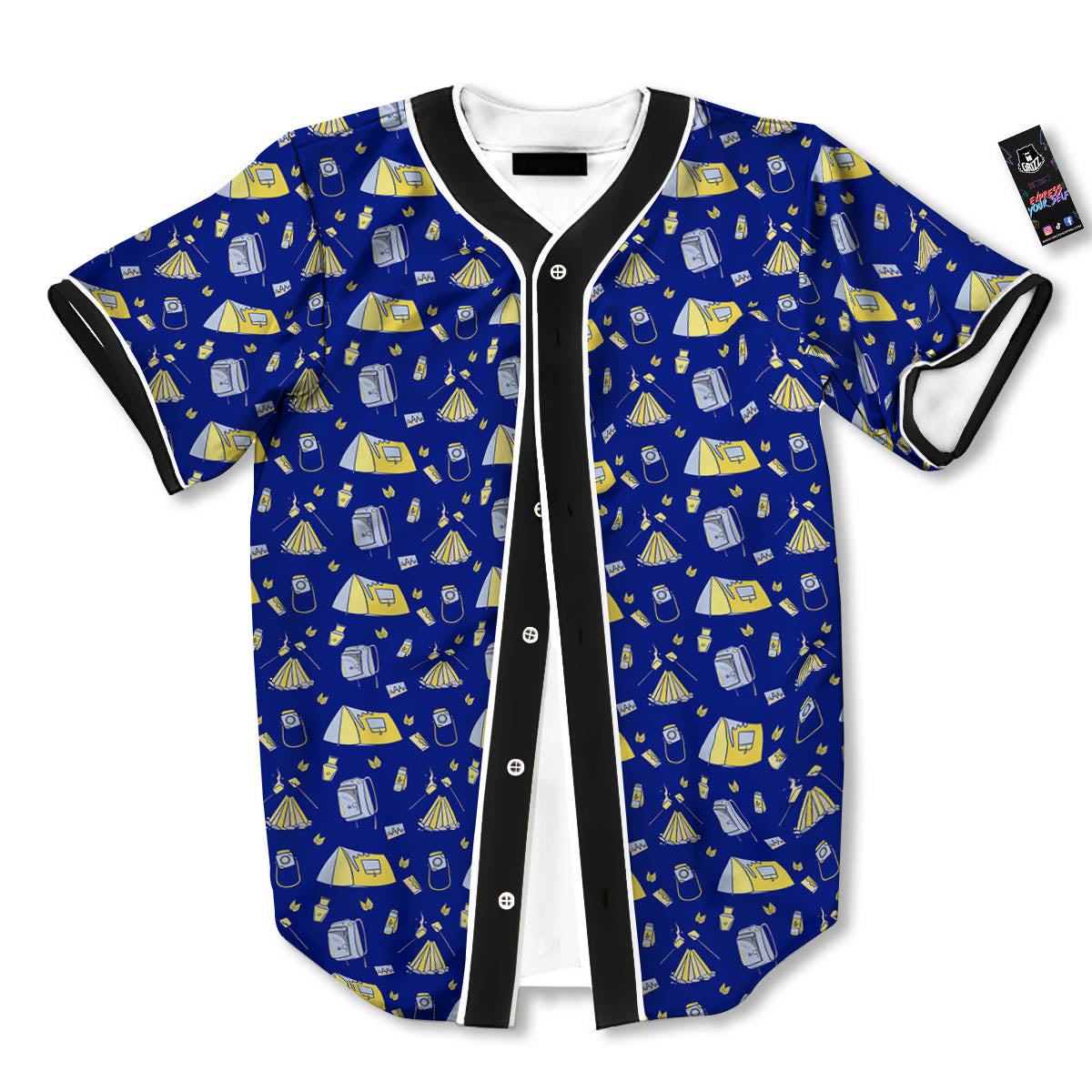 Tent Camping Print Pattern Baseball Jersey-grizzshop