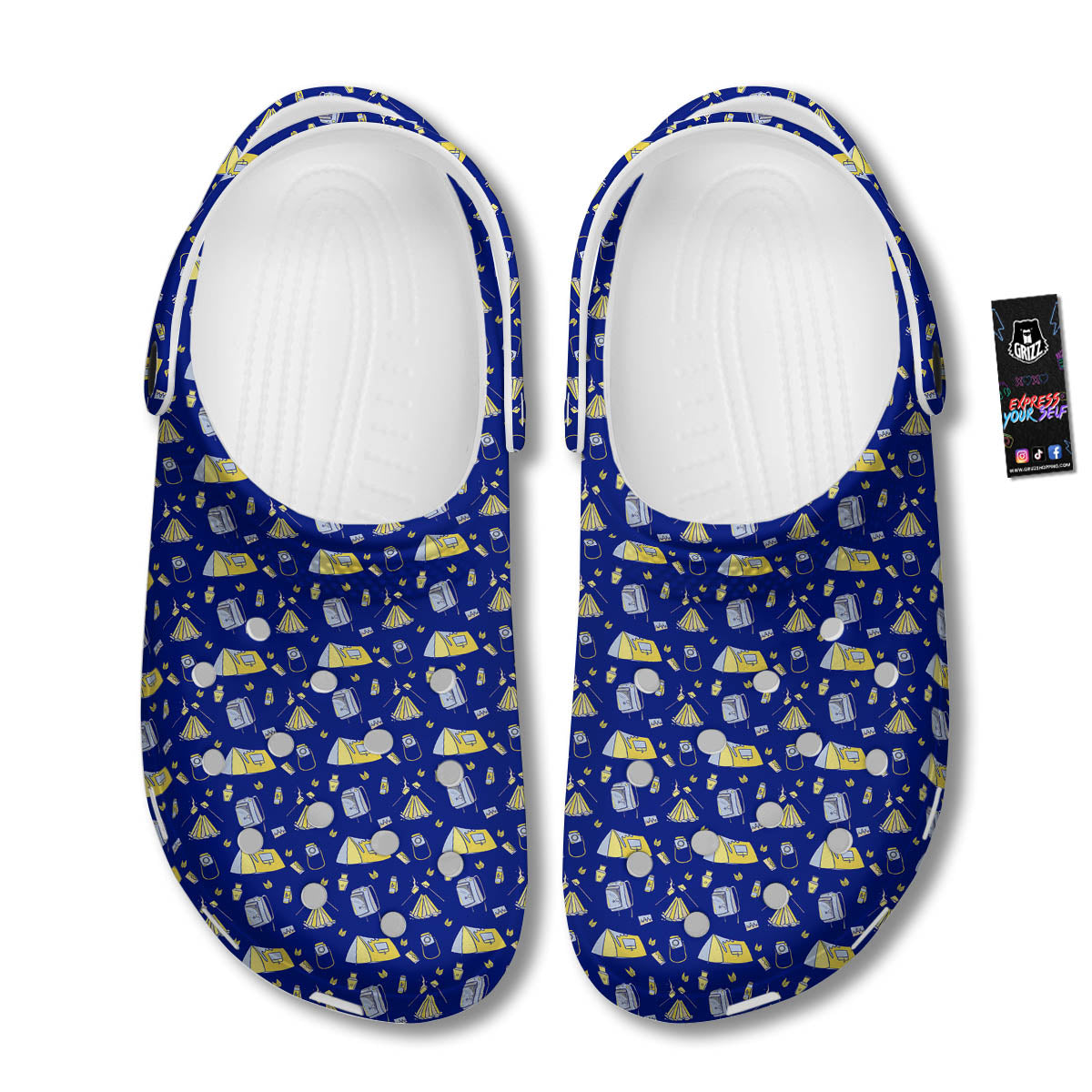 Tent Camping Print Pattern Clog-grizzshop