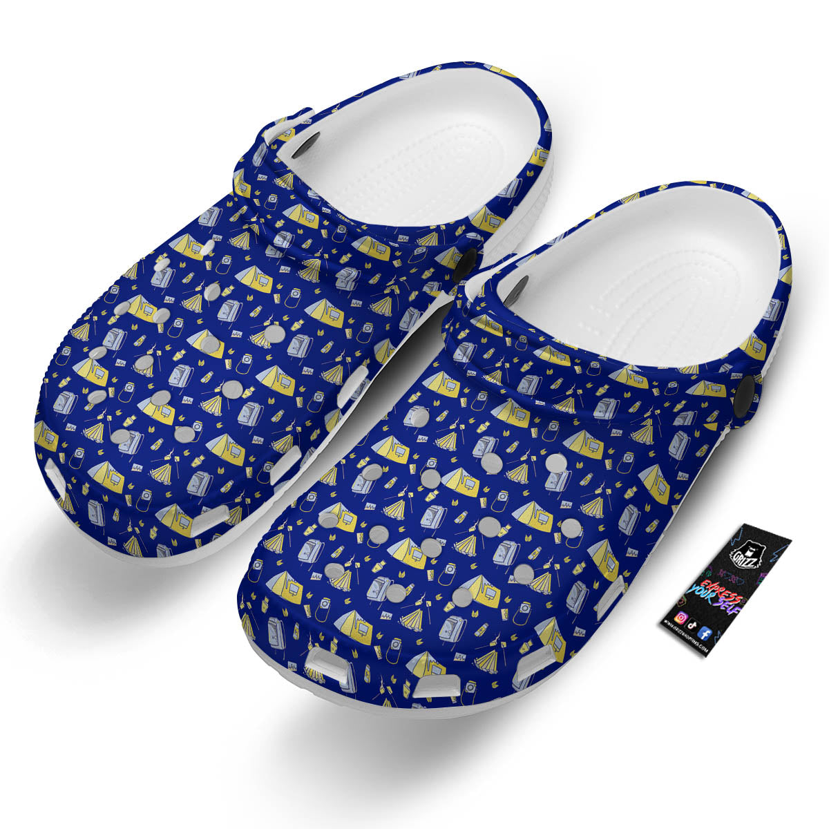 Tent Camping Print Pattern Clog-grizzshop
