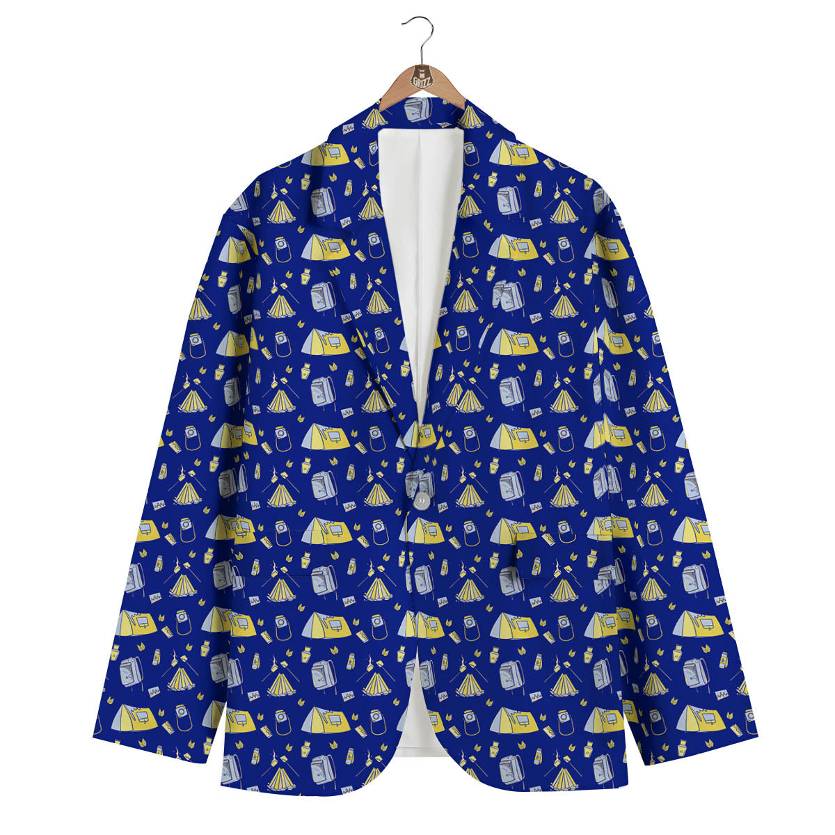 Tent Camping Print Pattern Men's Blazer-grizzshop