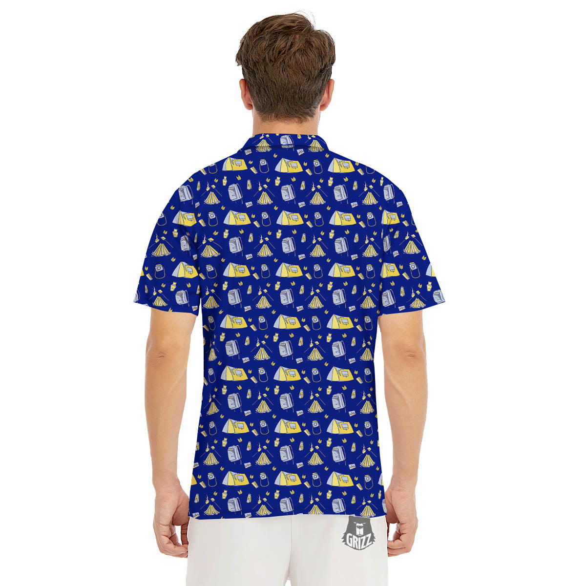Tent Camping Print Pattern Men's Golf Shirts-grizzshop