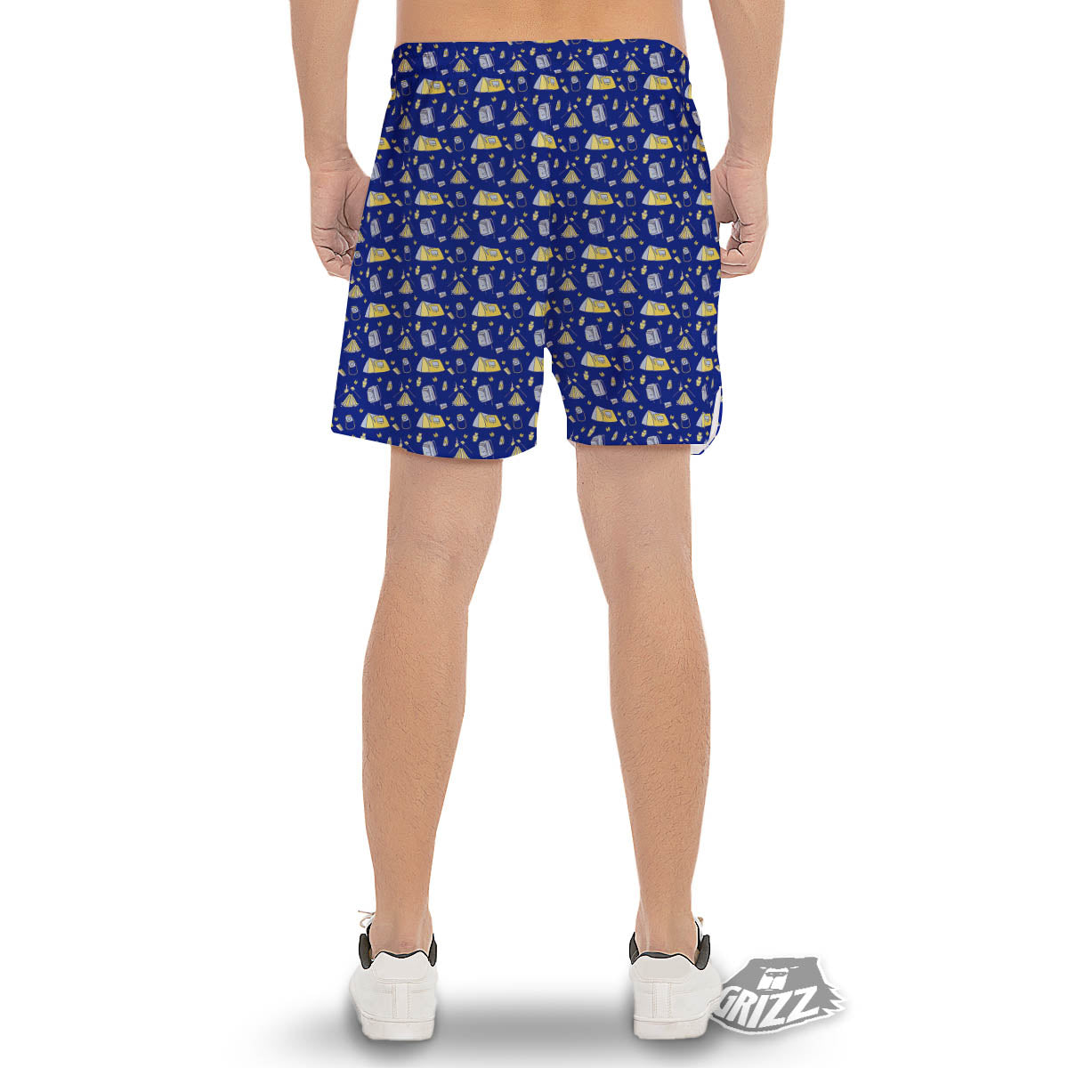 Tent Camping Print Pattern Men's Gym Shorts-grizzshop