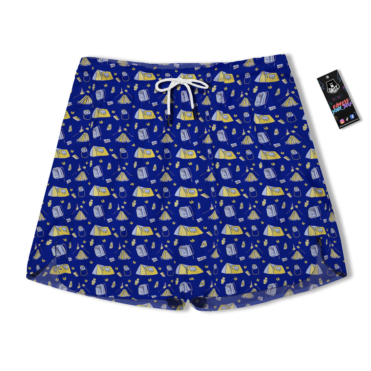 Tent Camping Print Pattern Men's Running Shorts-grizzshop