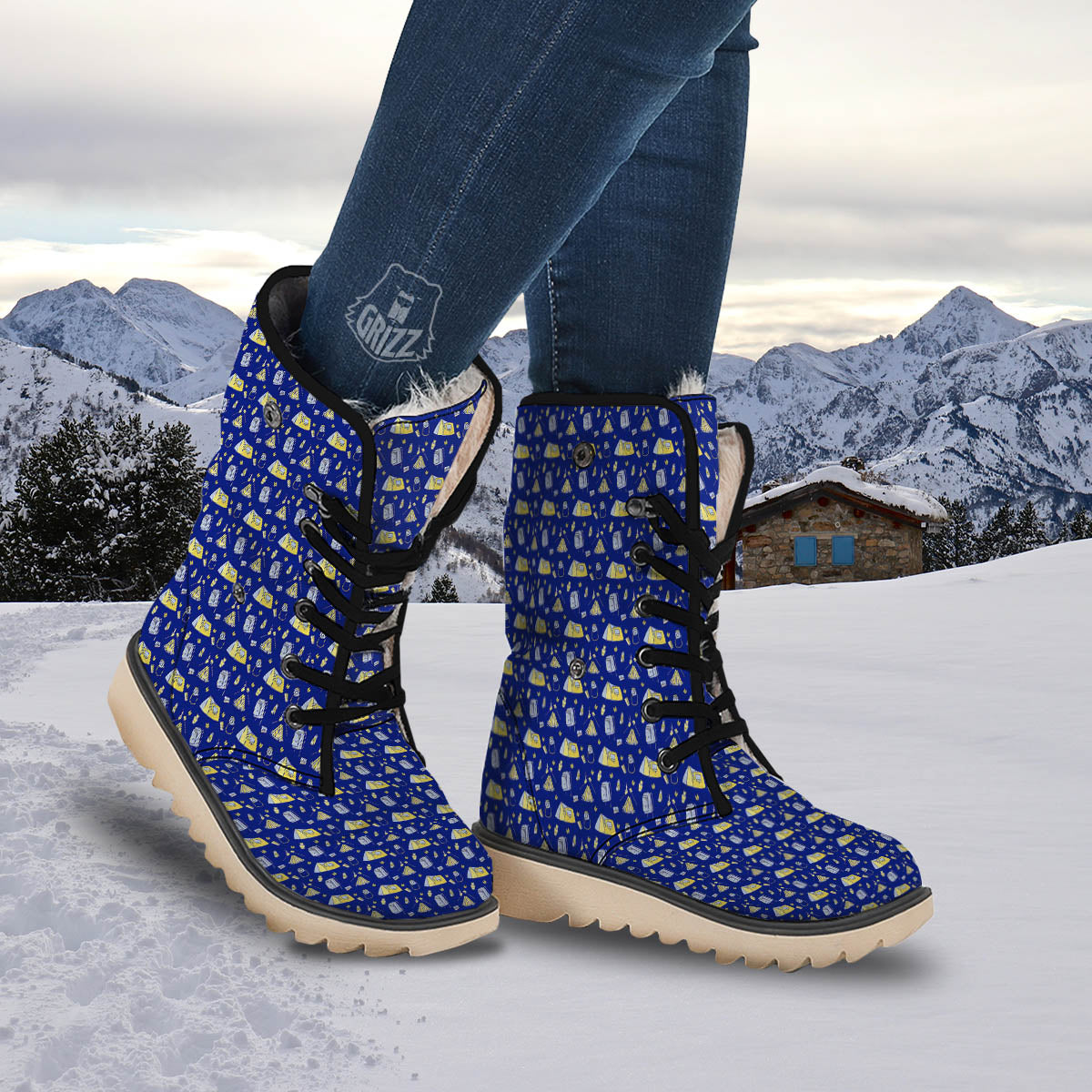 Tent Camping Print Pattern Snow Boots-grizzshop