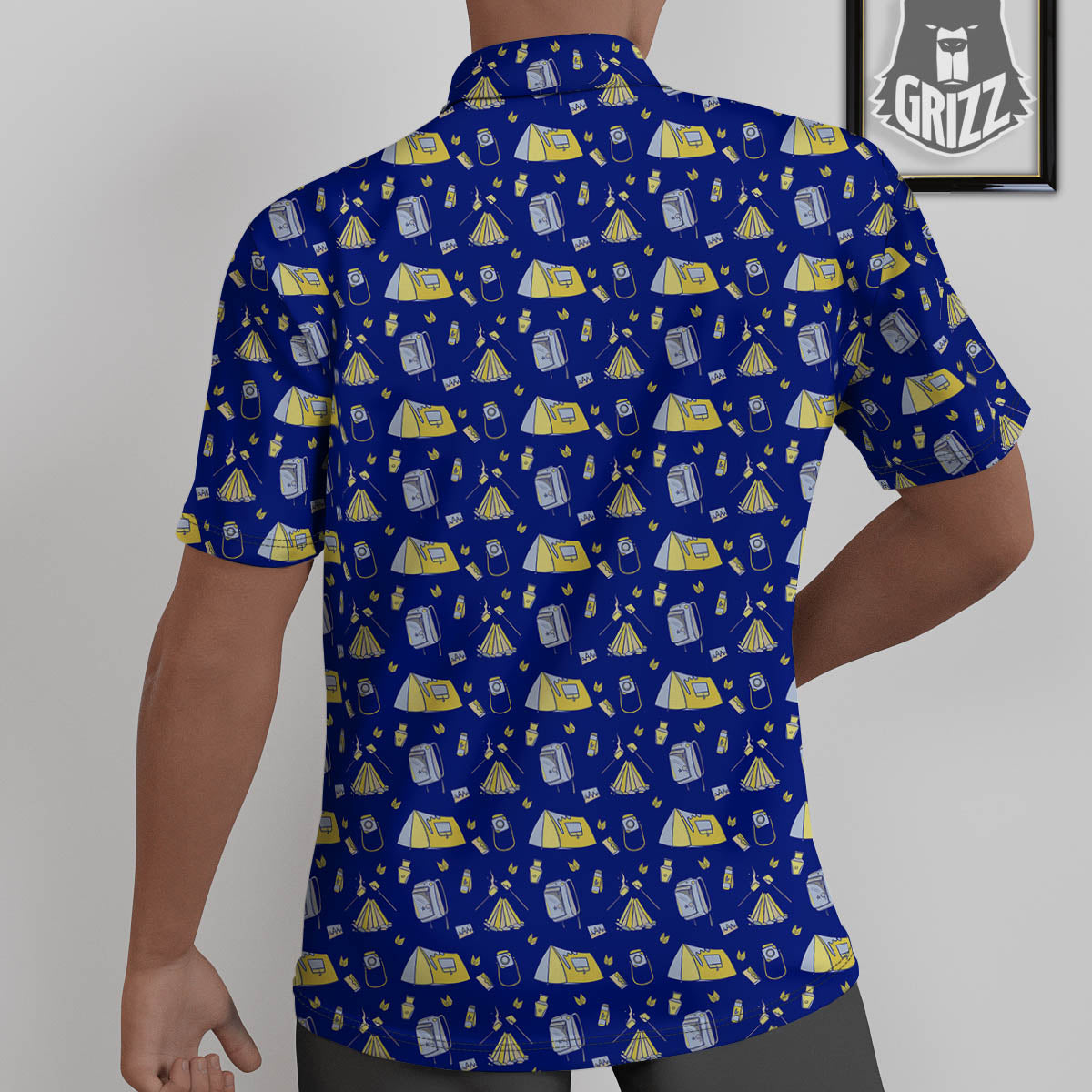Tent Camping Print Pattern Untucked Shirts-grizzshop