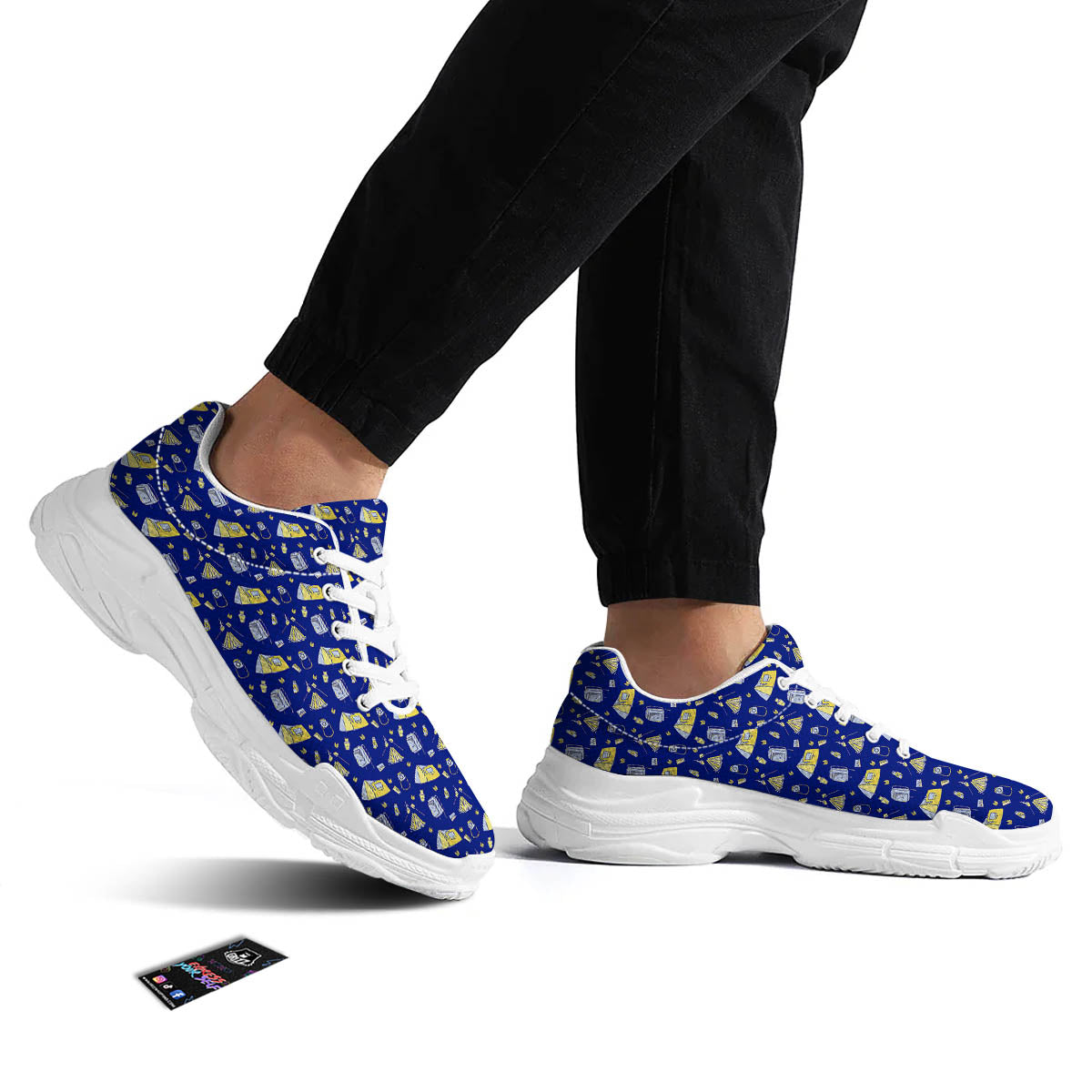 Tent Camping Print Pattern White Chunky Shoes-grizzshop