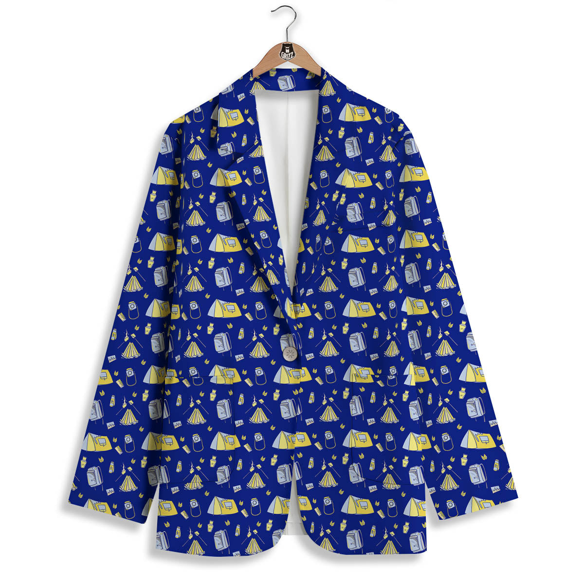 Tent Camping Print Pattern Women's Blazer-grizzshop