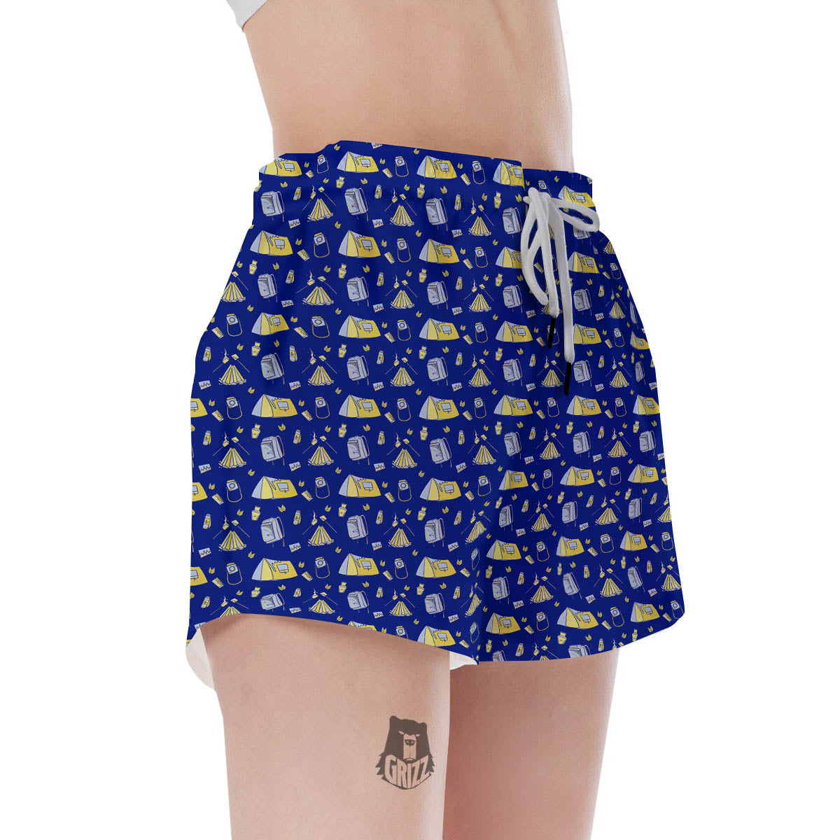 Tent Camping Print Pattern Women's Shorts-grizzshop