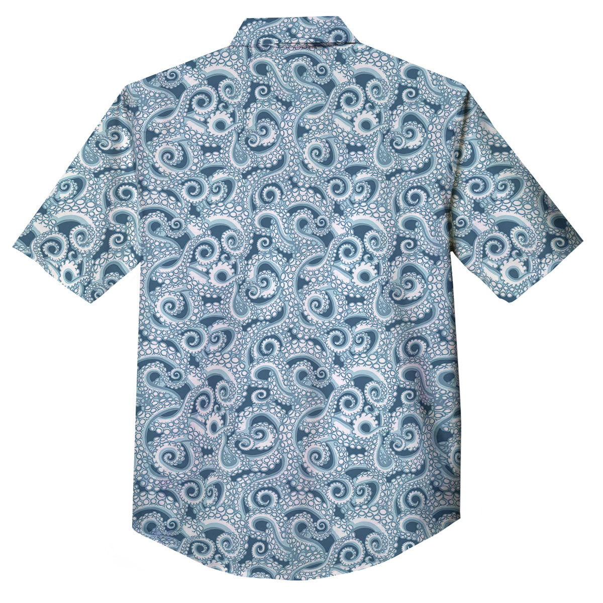 Tentacles Octopus Blue Print Pattern Button Up Shirt-grizzshop