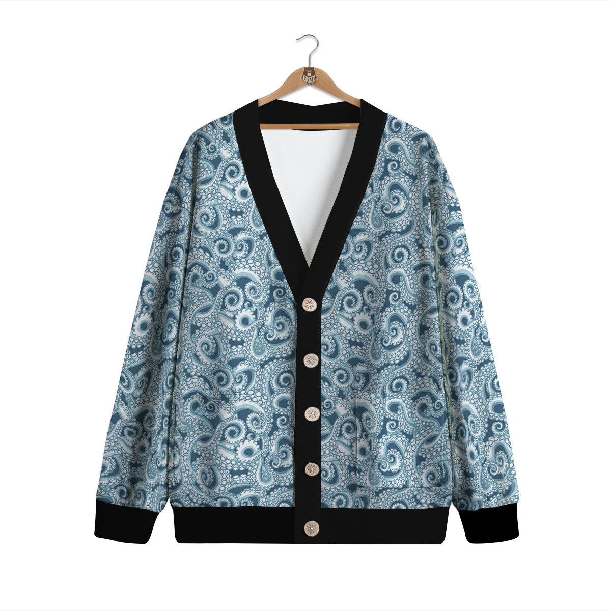 Tentacles Octopus Blue Print Pattern Cardigan-grizzshop