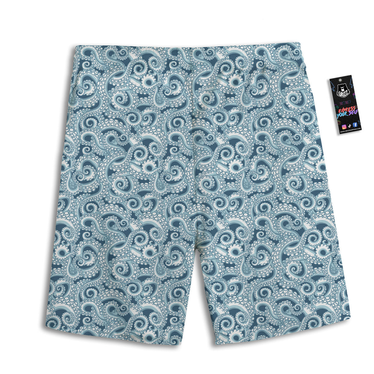 Tentacles Octopus Blue Print Pattern Men's Athletic Shorts