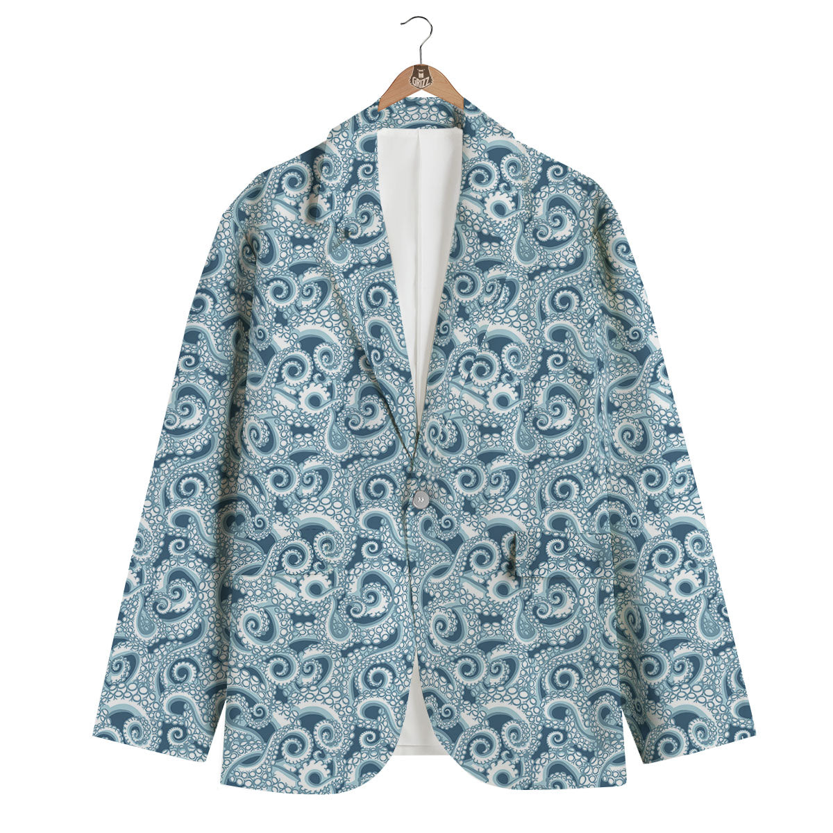 Tentacles Octopus Blue Print Pattern Men's Blazer-grizzshop