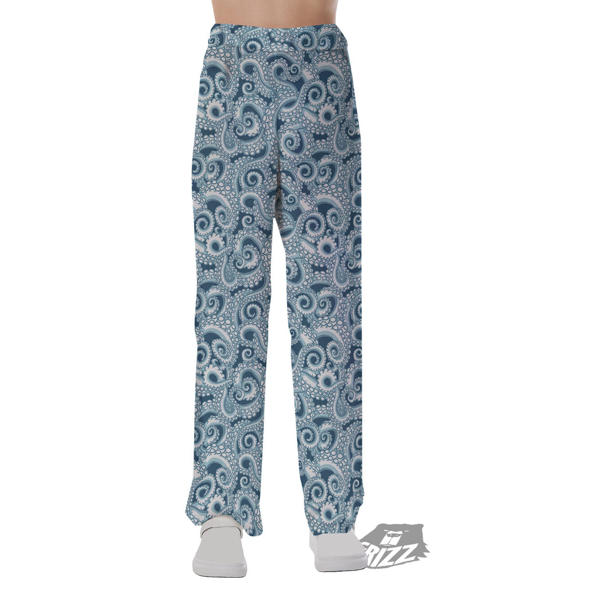 Tentacles Octopus Blue Print Pattern Pajama Pants-grizzshop