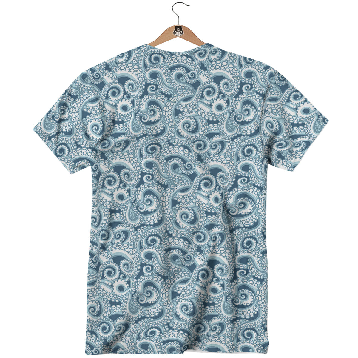 Tentacles Octopus Blue Print Pattern T-Shirt-grizzshop