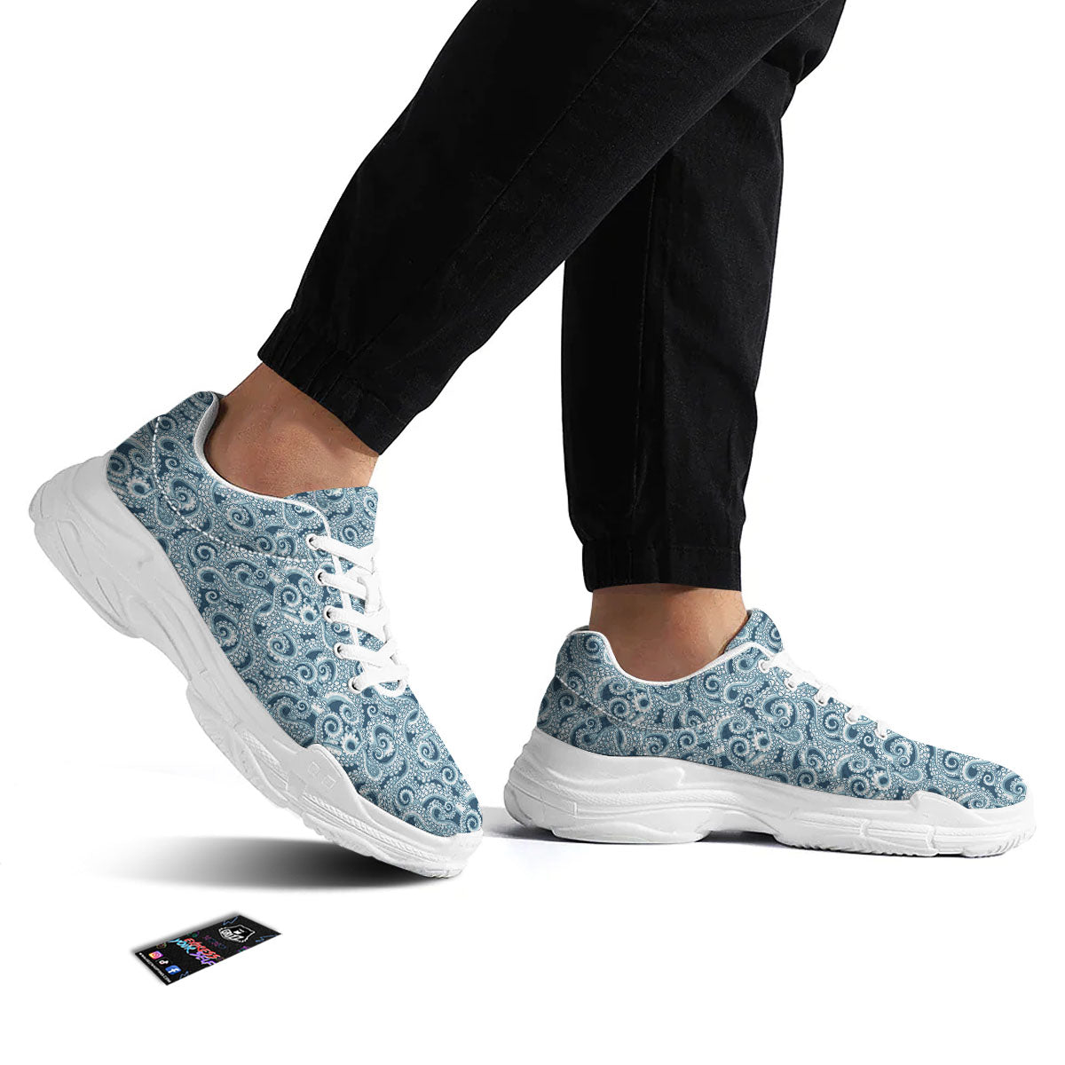 Tentacles Octopus Blue Print Pattern White Chunky Shoes-grizzshop