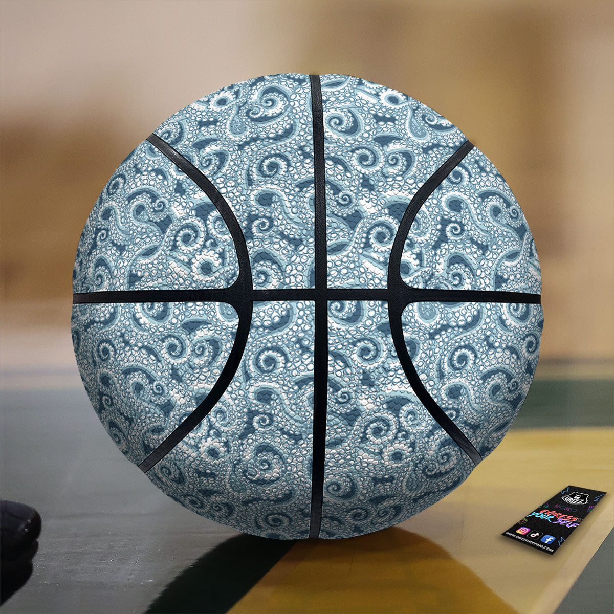 Tentacles Octopus Blue Print Pattern Basketball