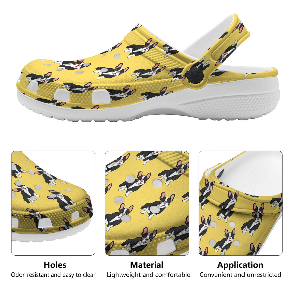 Terrier Boston Yellow Print Pattern Clog-grizzshop