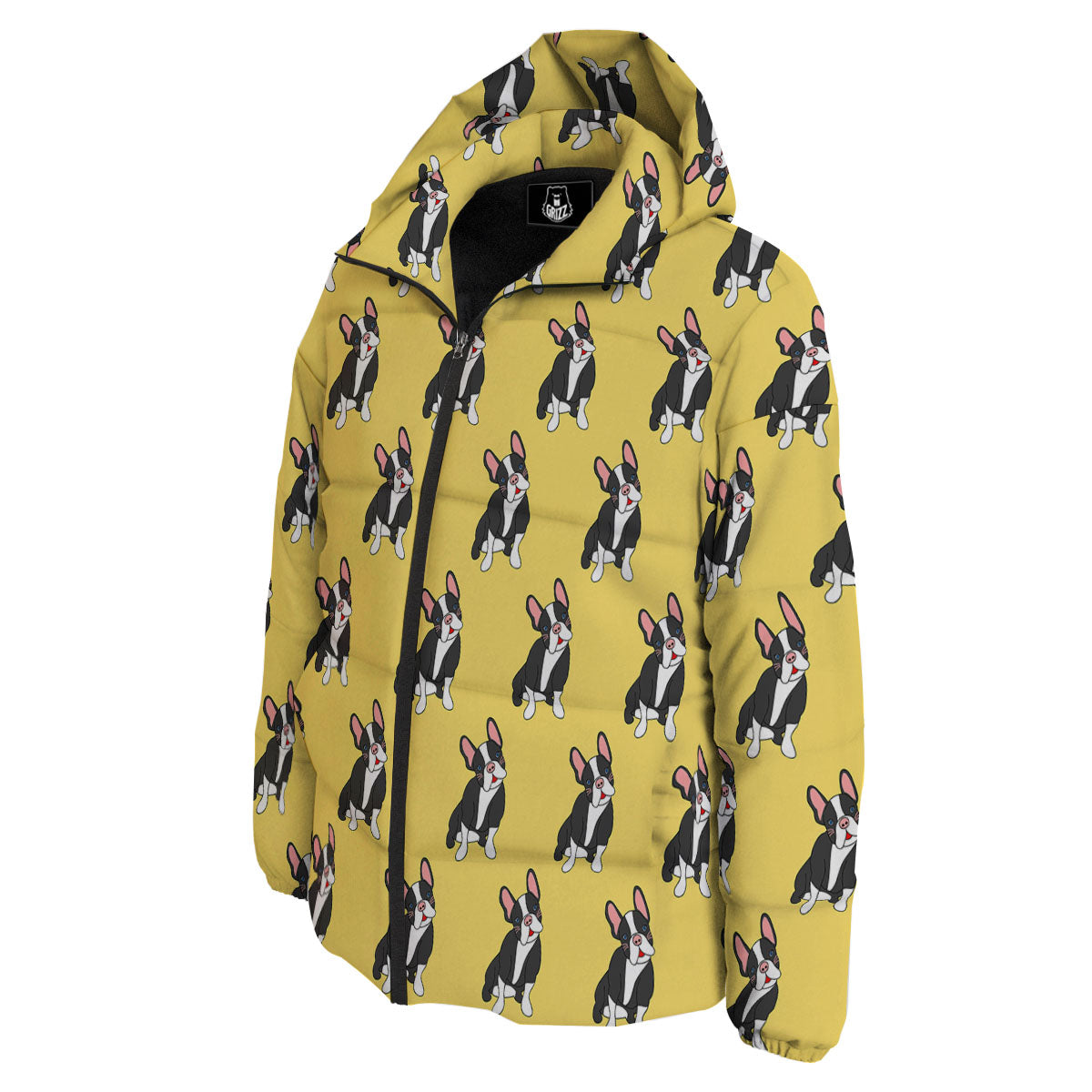 Terrier Boston Yellow Print Pattern Down Jacket-grizzshop