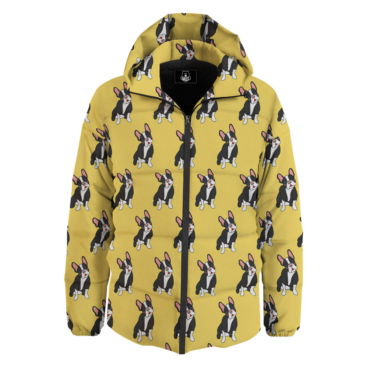 Terrier Boston Yellow Print Pattern Down Jacket-grizzshop