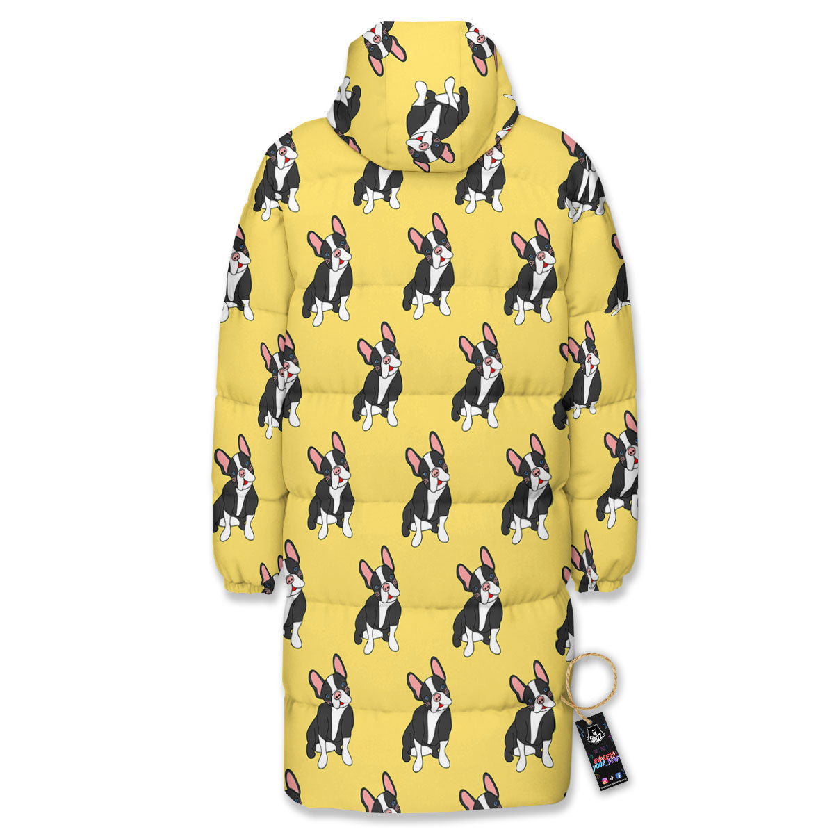 Terrier Boston Yellow Print Pattern Long Down Jacket-grizzshop
