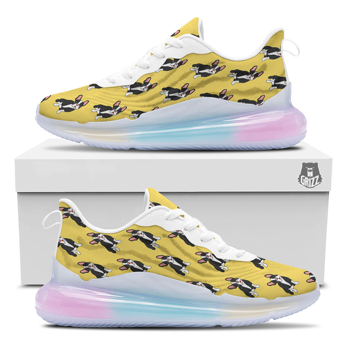 Terrier Boston Yellow Print Pattern Running Sneakers-grizzshop
