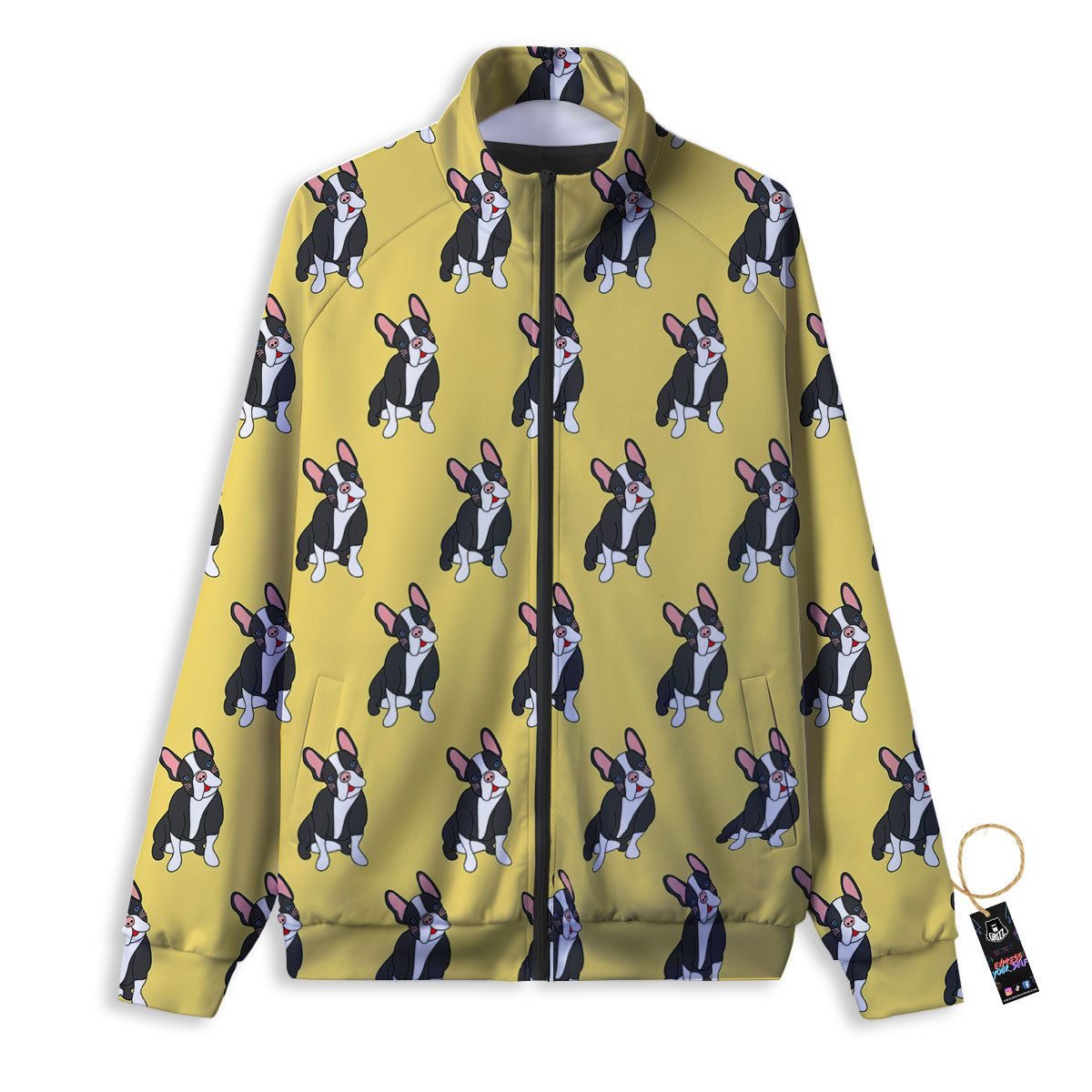 Terrier Boston Yellow Print Pattern Track Jacket-grizzshop