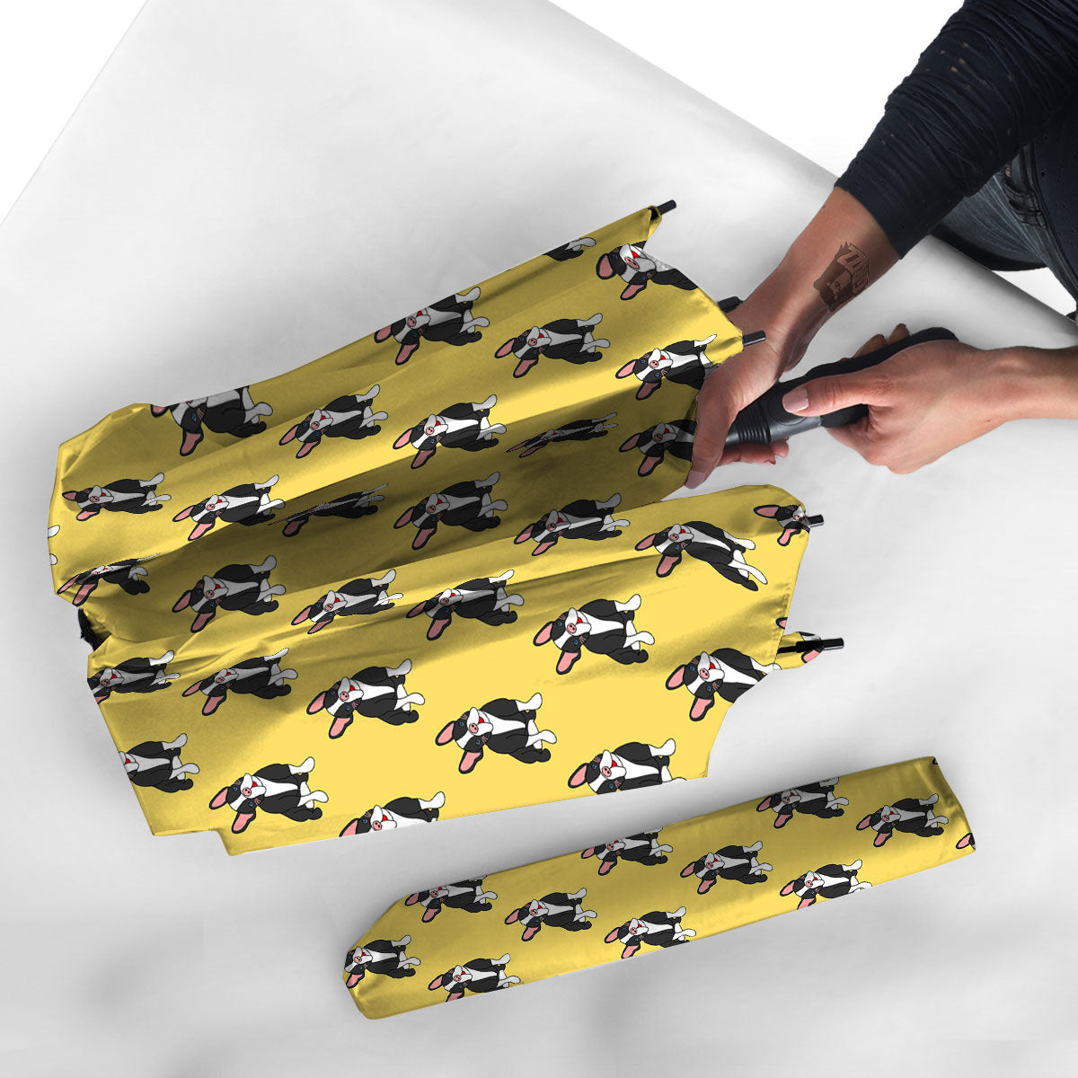 Terrier Boston Yellow Print Pattern Umbrella-grizzshop