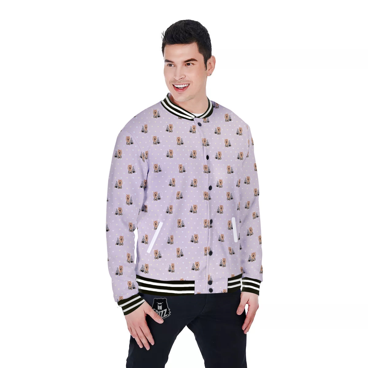 Terrier Yorkshire Cute Print Pattern Baseball Jacket-grizzshop