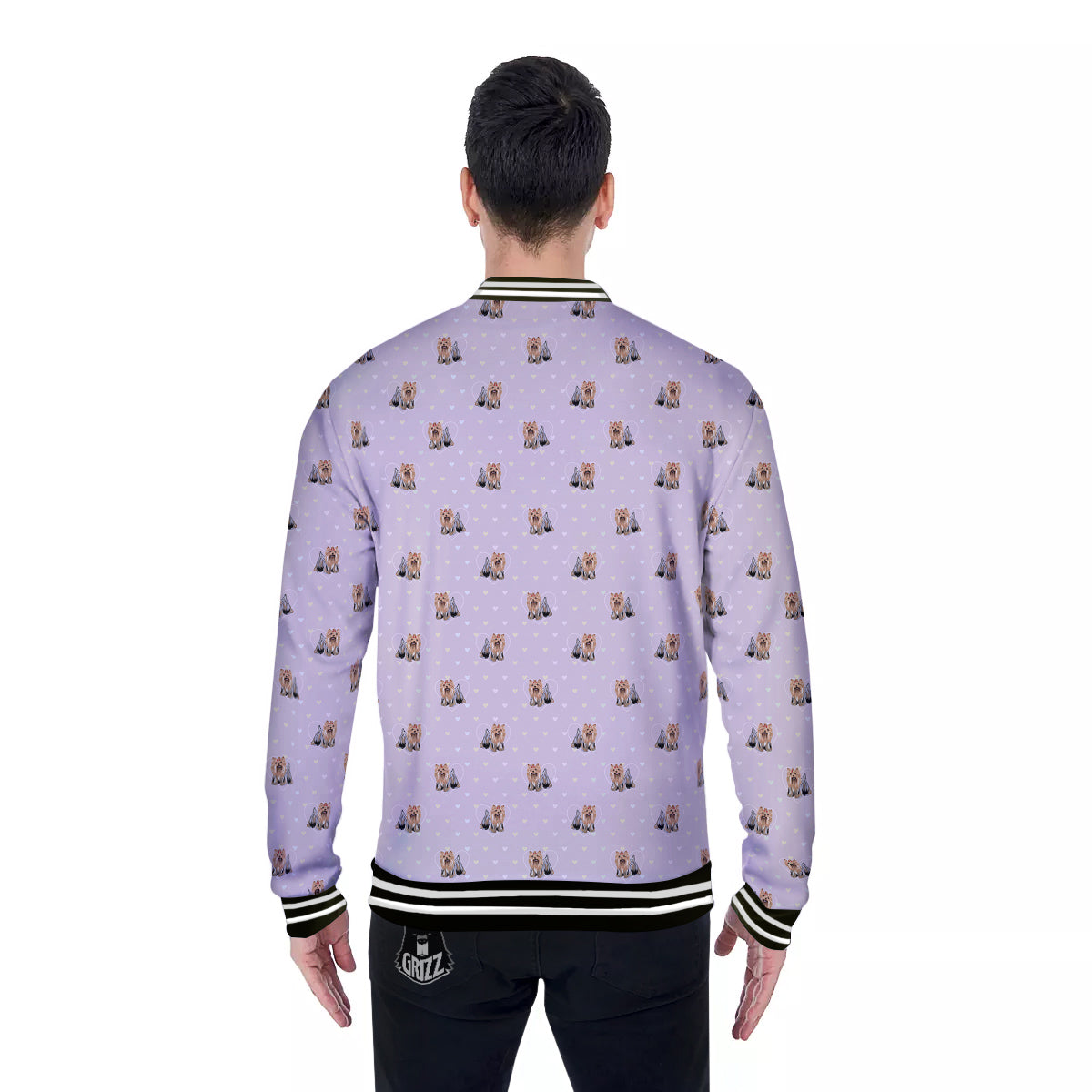 Terrier Yorkshire Cute Print Pattern Baseball Jacket-grizzshop