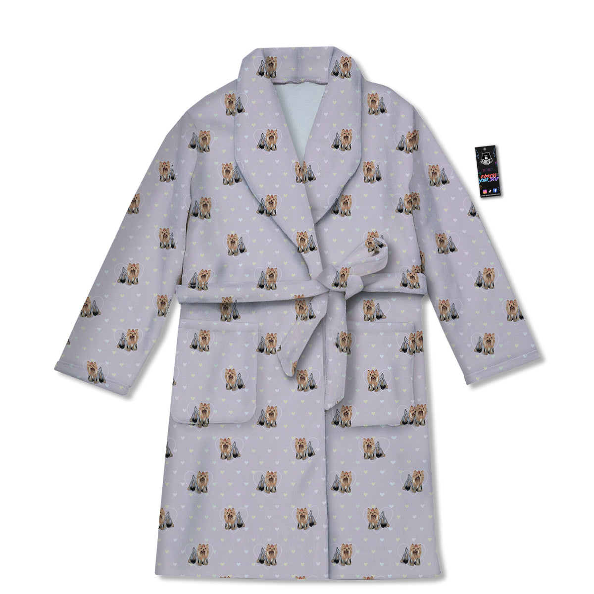 Terrier Yorkshire Cute Print Pattern Bathrobe-grizzshop