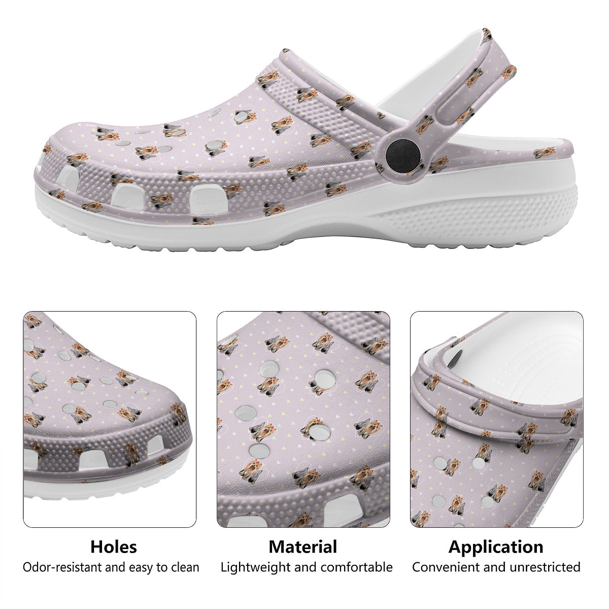 Terrier Yorkshire Cute Print Pattern Clog-grizzshop