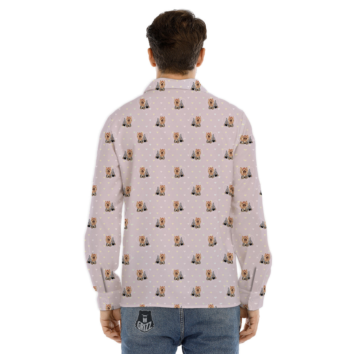 Terrier Yorkshire Cute Print Pattern Men's Dress Shirts-grizzshop