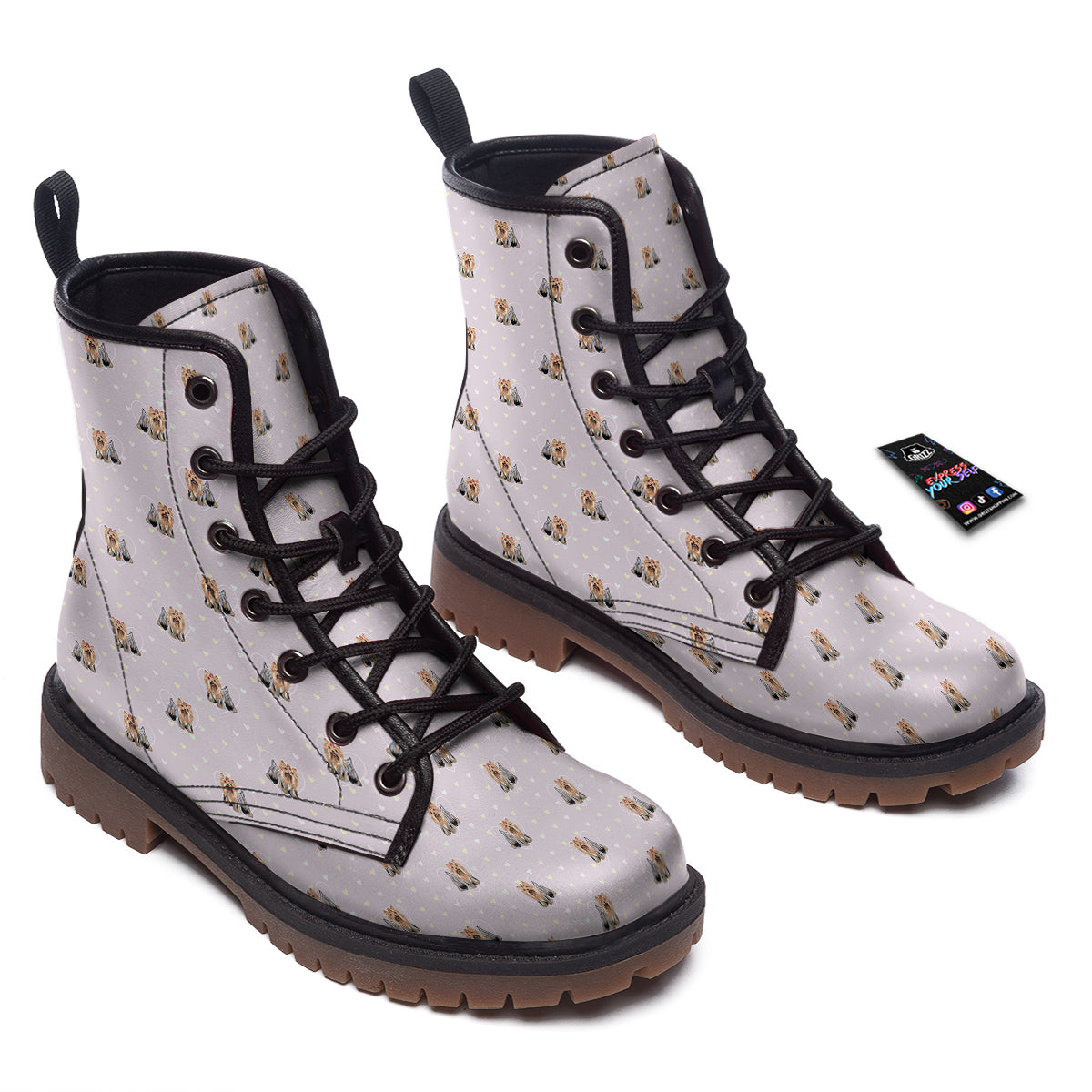 Terrier Yorkshire Cute Print Pattern Work Boots-grizzshop