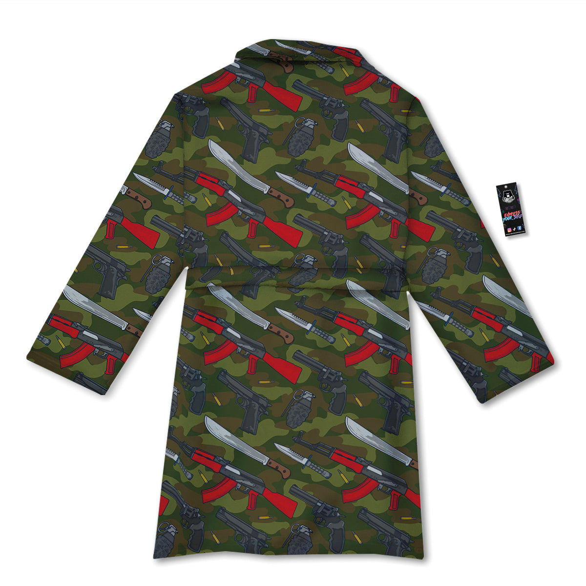Terrorist Weapon Green Camo Print Pattern Bathrobe-grizzshop