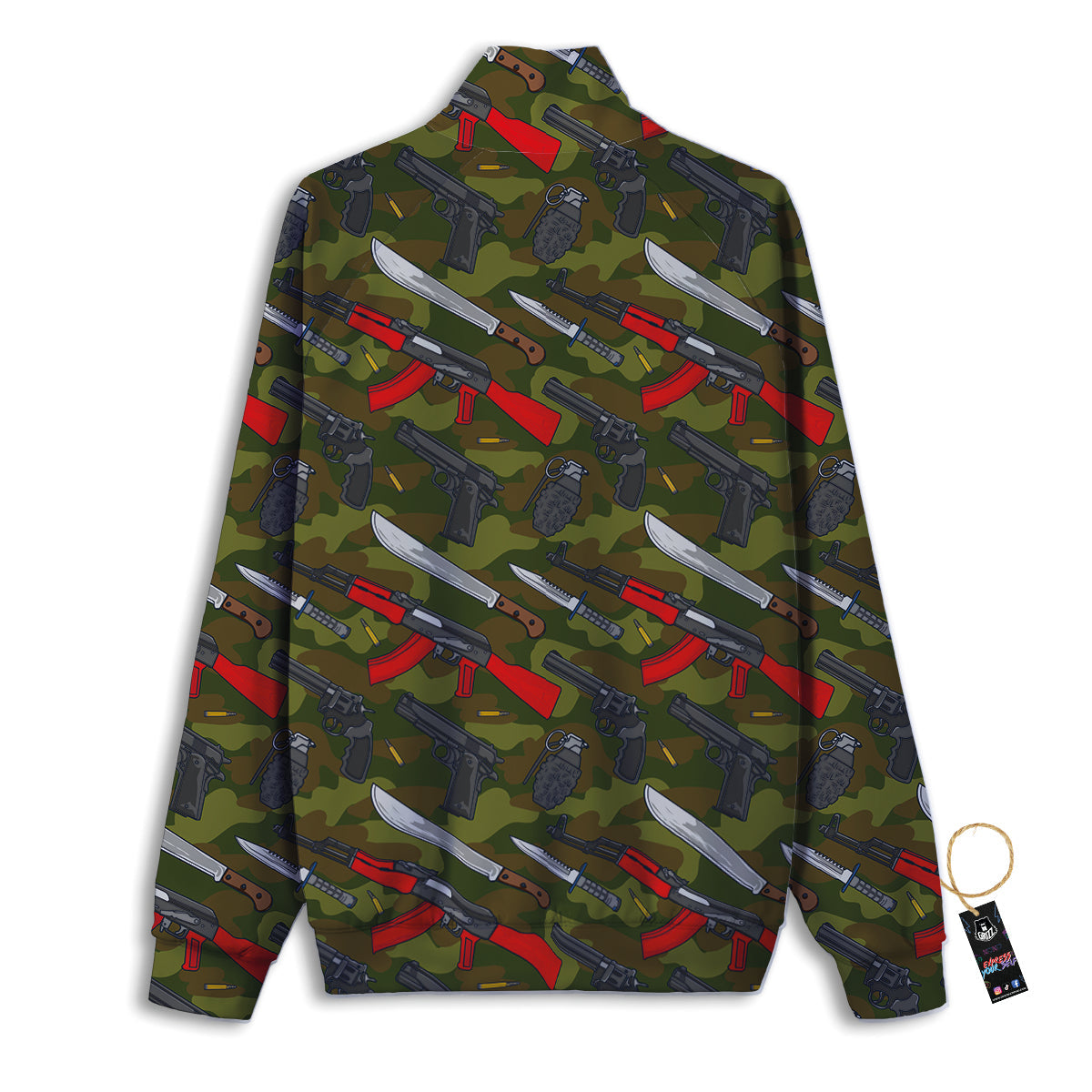 Terrorist Weapon Green Camo Print Pattern Track Jacket-grizzshop