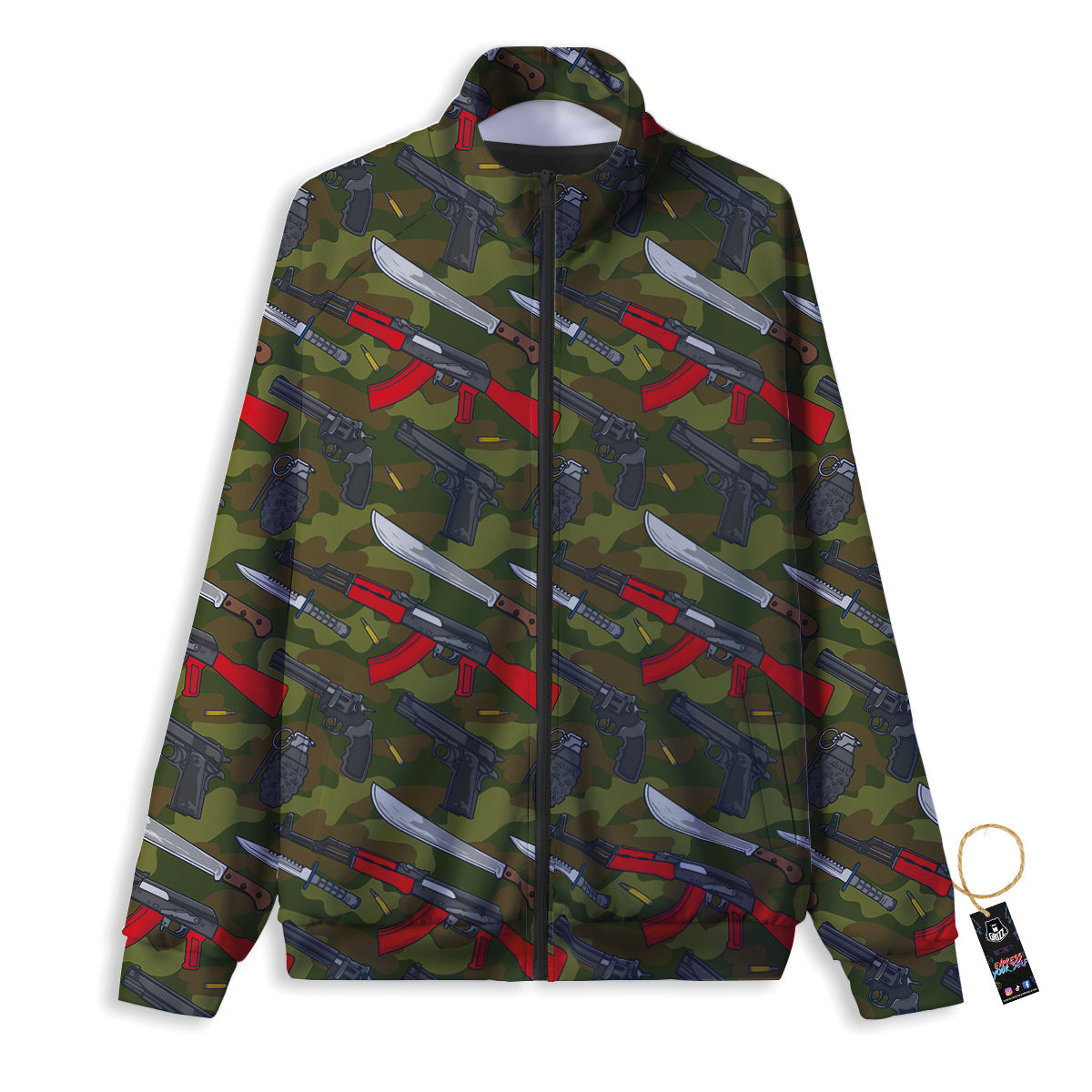 Terrorist Weapon Green Camo Print Pattern Track Jacket-grizzshop