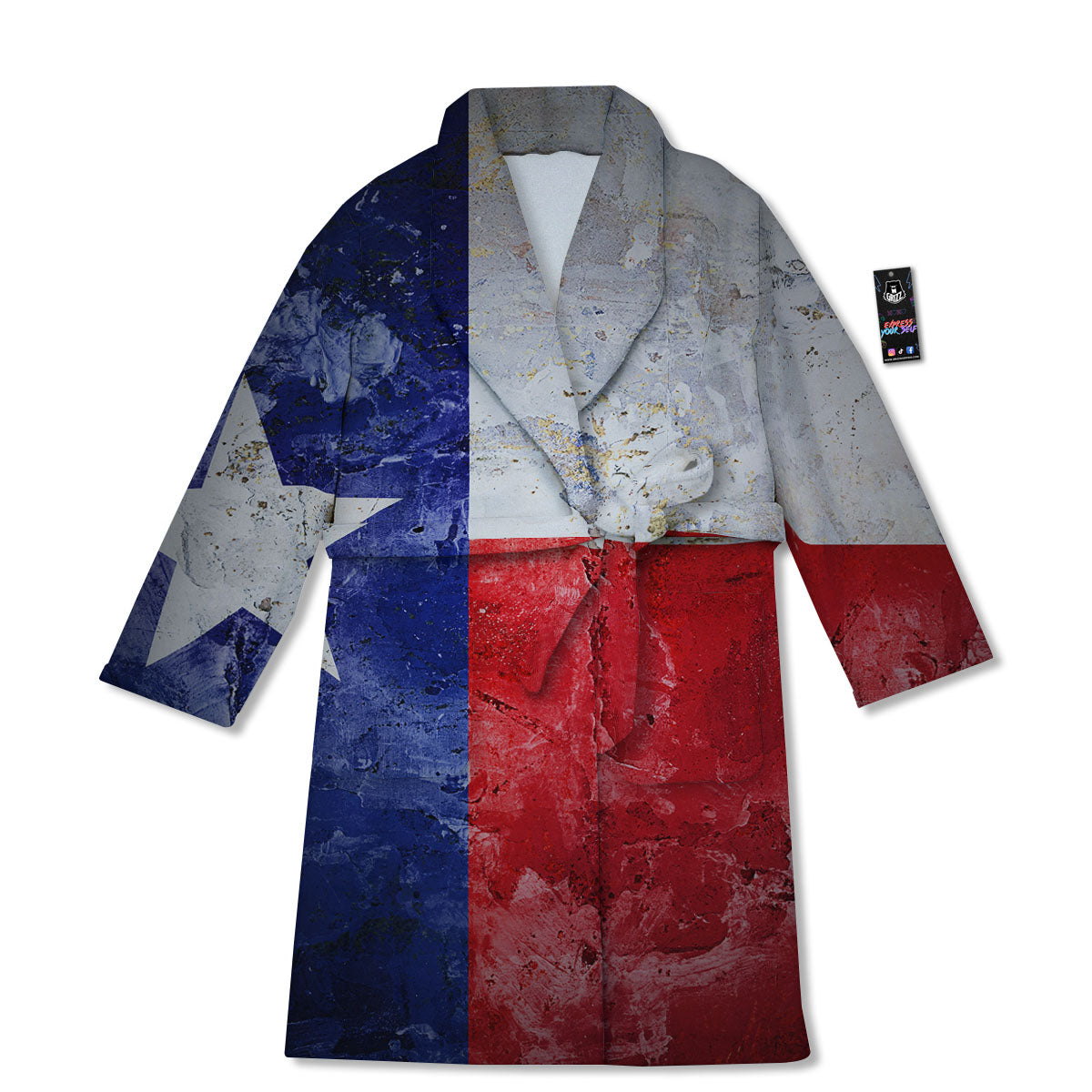 Texas Flag Grunge Print Bathrobe-grizzshop