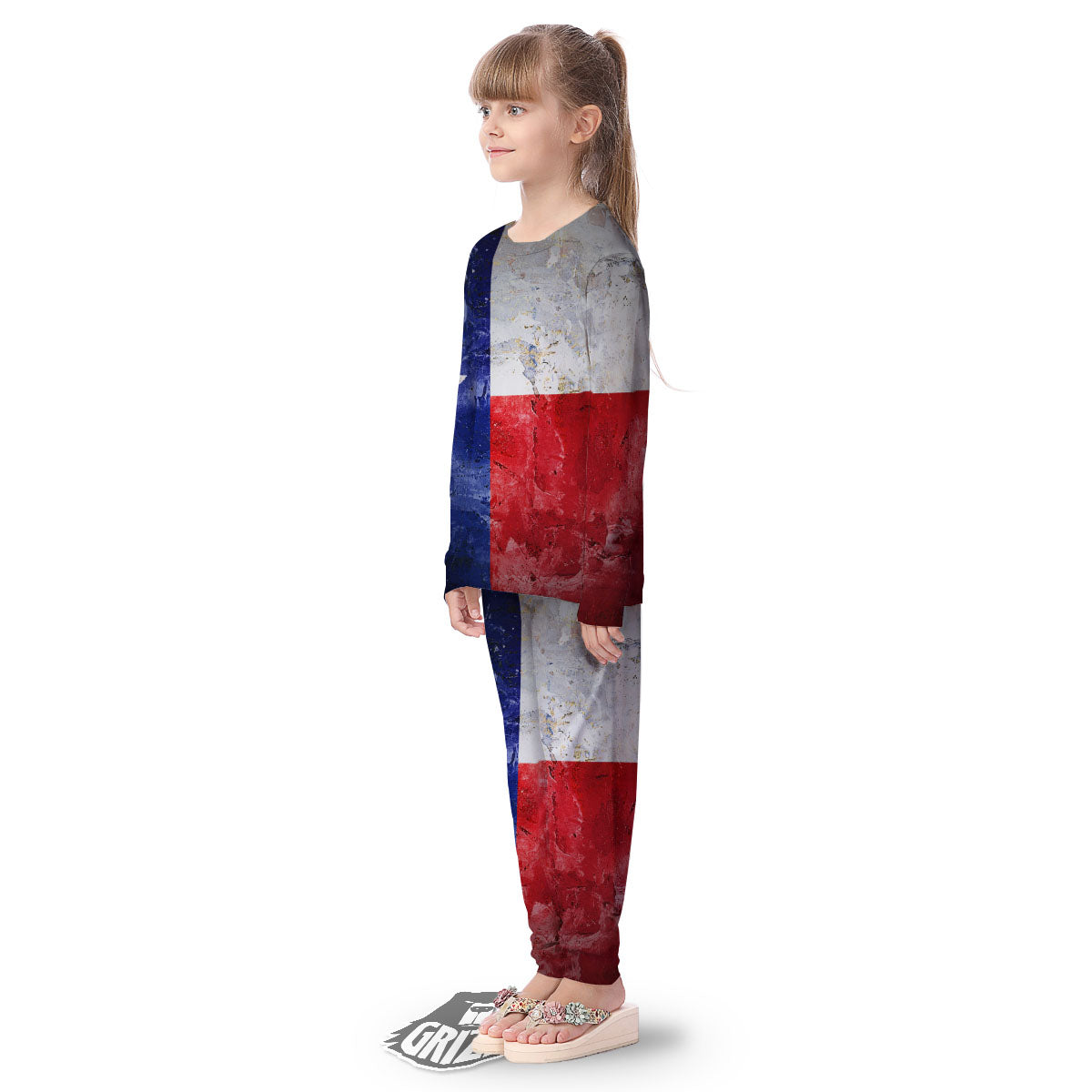 Texas Flag Grunge Print Kid's Pajamas-grizzshop