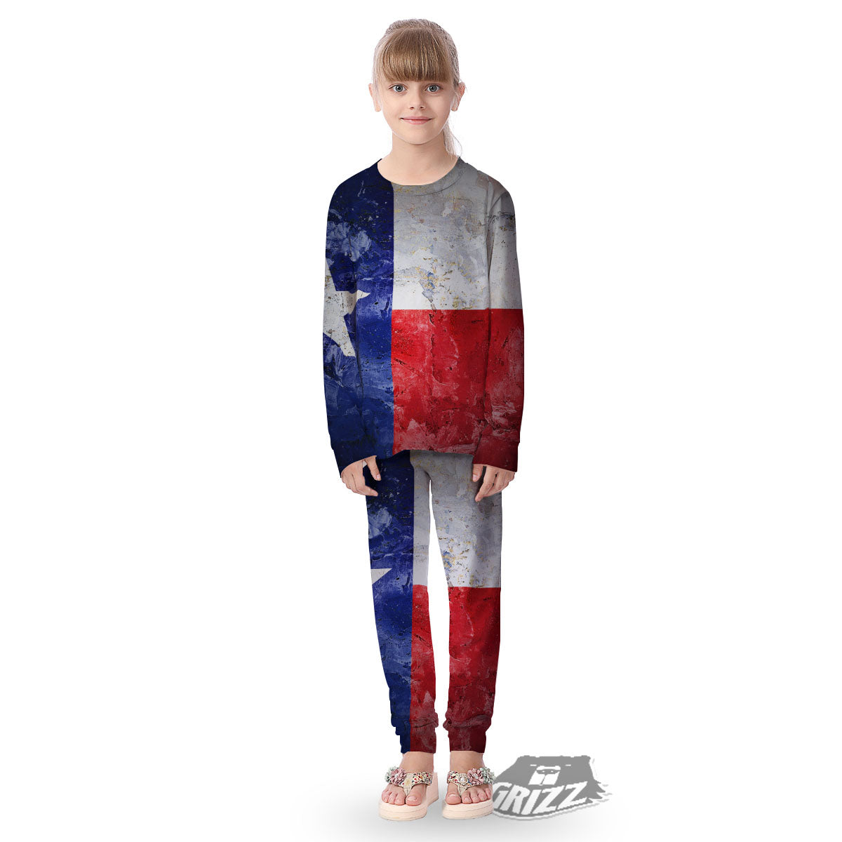 Texas Flag Grunge Print Kid's Pajamas-grizzshop