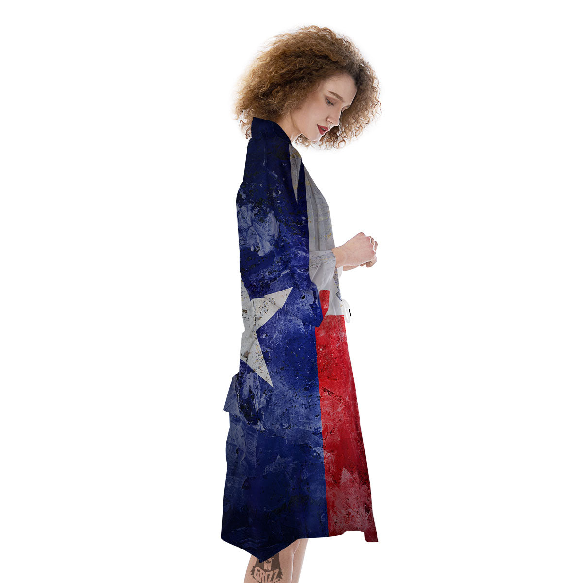 Texas Flag Grunge Print Kimono-grizzshop