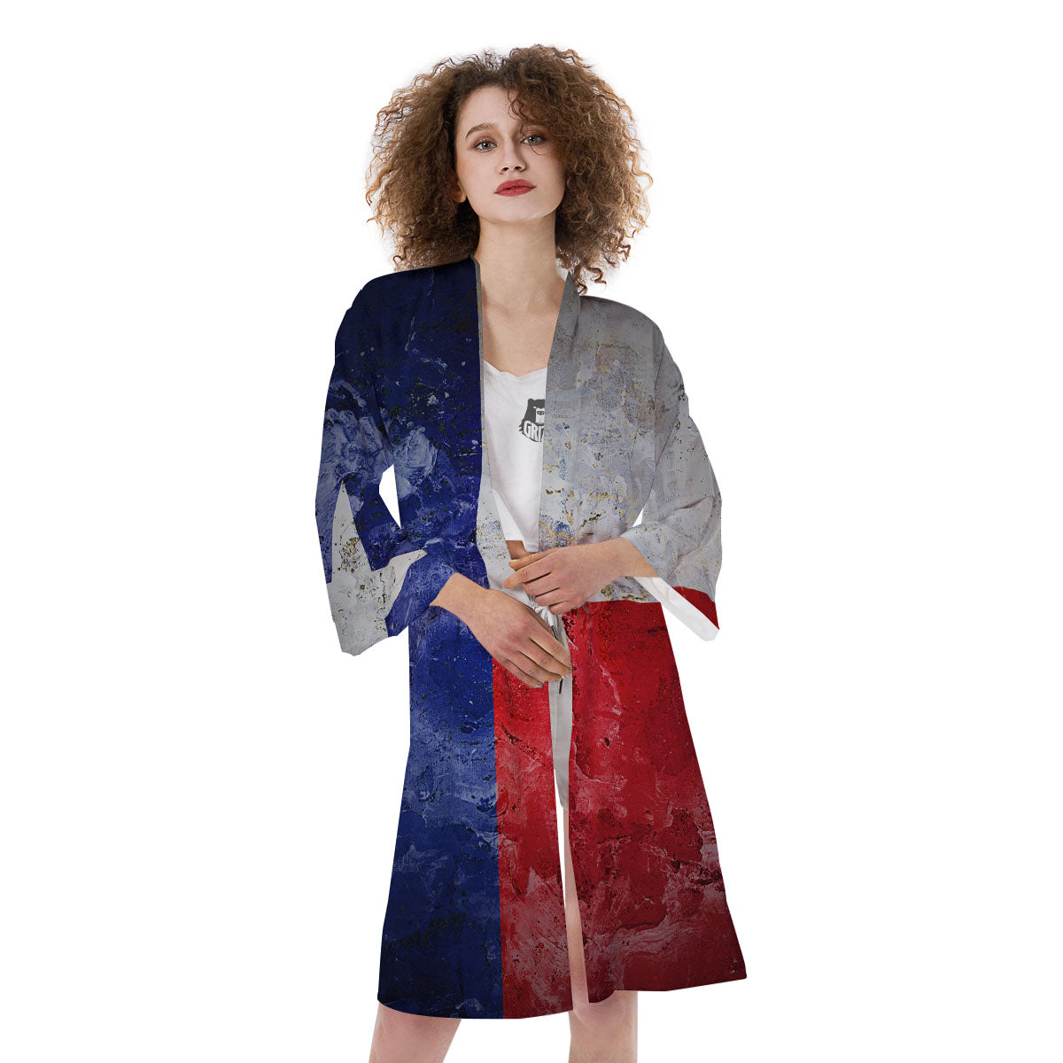 Texas Flag Grunge Print Kimono-grizzshop