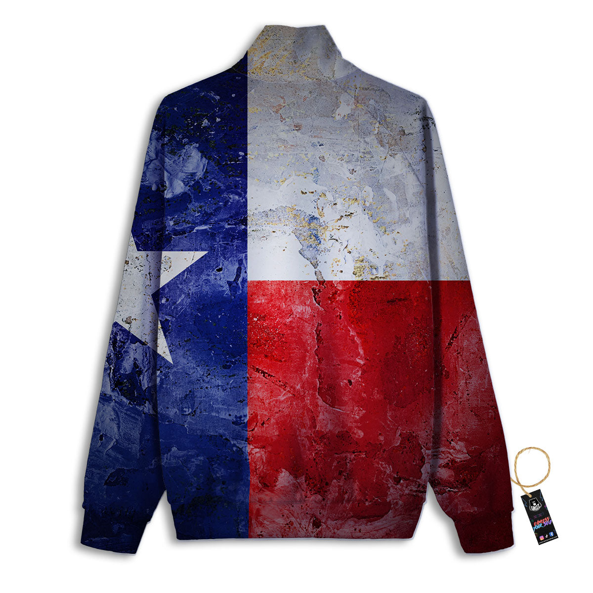 Texas Flag Grunge Print Track Jacket-grizzshop