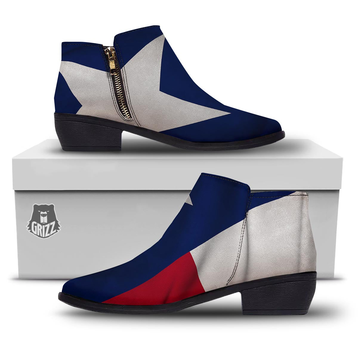 Texas Flag Print Ankle Boots-grizzshop